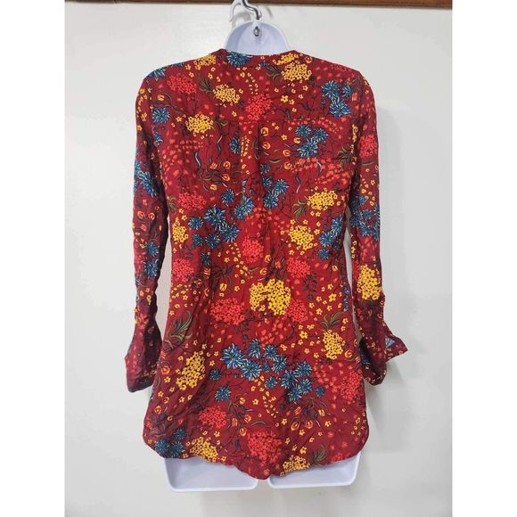 Anthropologie Maeve Printed Pintucked Blouse Size XS. B-8 - Picture 6 of 7
